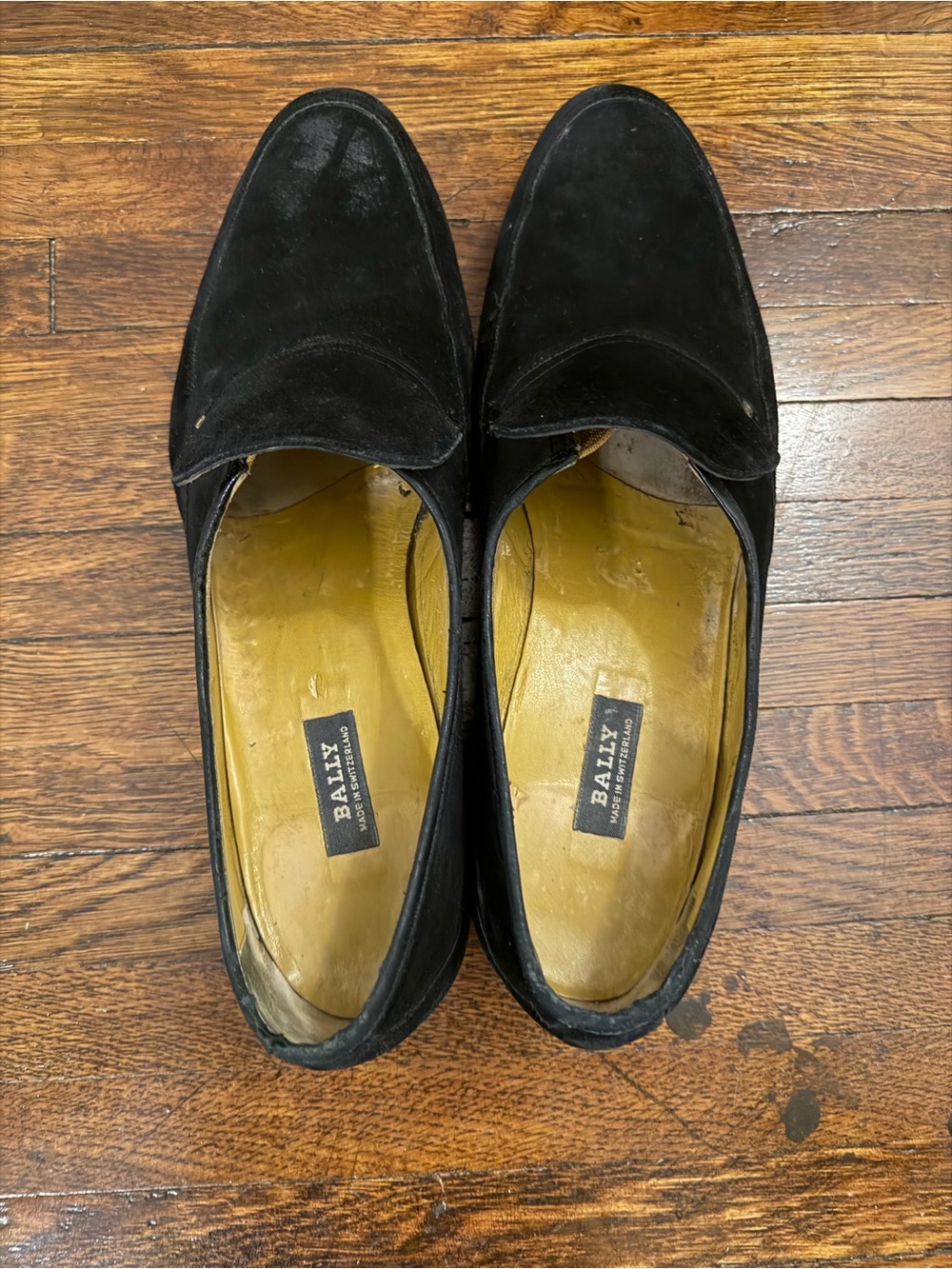 VTG Bally Black Suede Slip-On Loafers